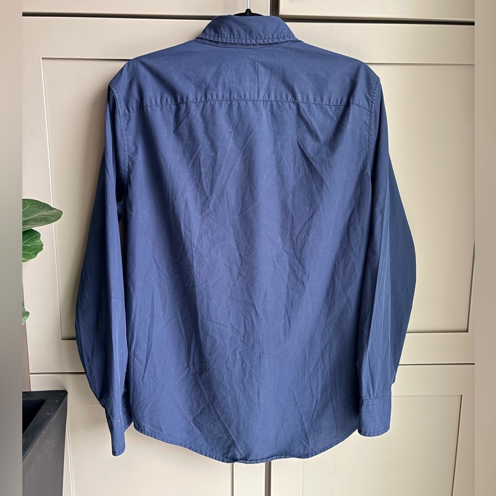 Vintage Y2K Abercrombie & Fitch Navy Oxford Shirt Relaxed Fit Stretch | Men’s S - Picture 4 of 15